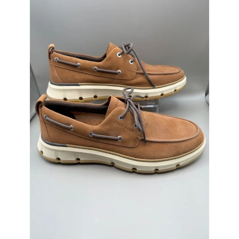 Cole Haan Zerogrand Mens Sz 11 Tan Suede Lace up Boat Shoes C36717 Loafers